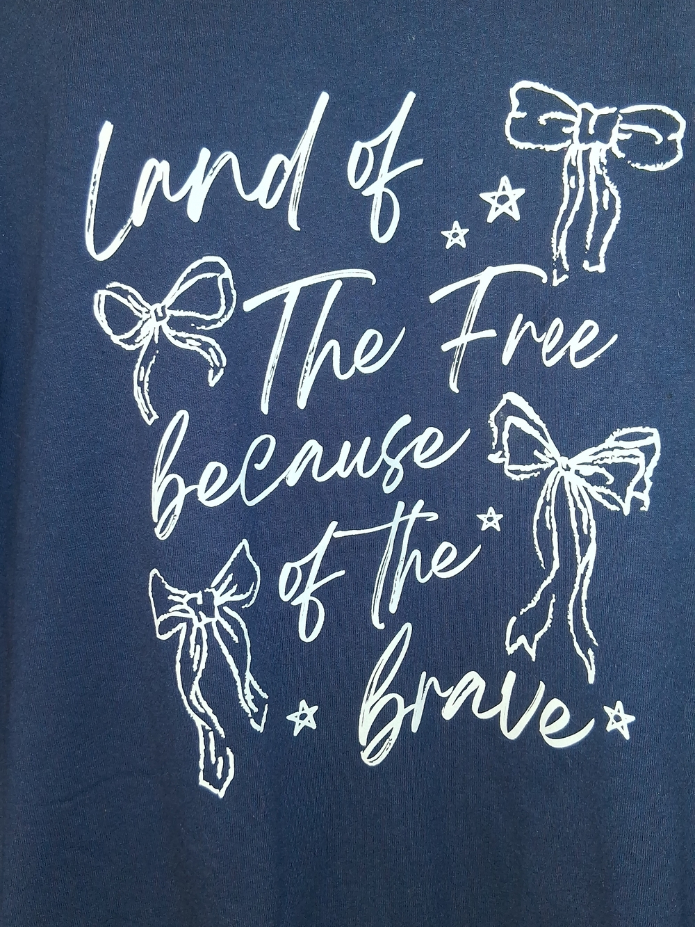 Jerzees Navy Crewneck Sweatshirt with White Patriotic Script - Picture 3 of 4